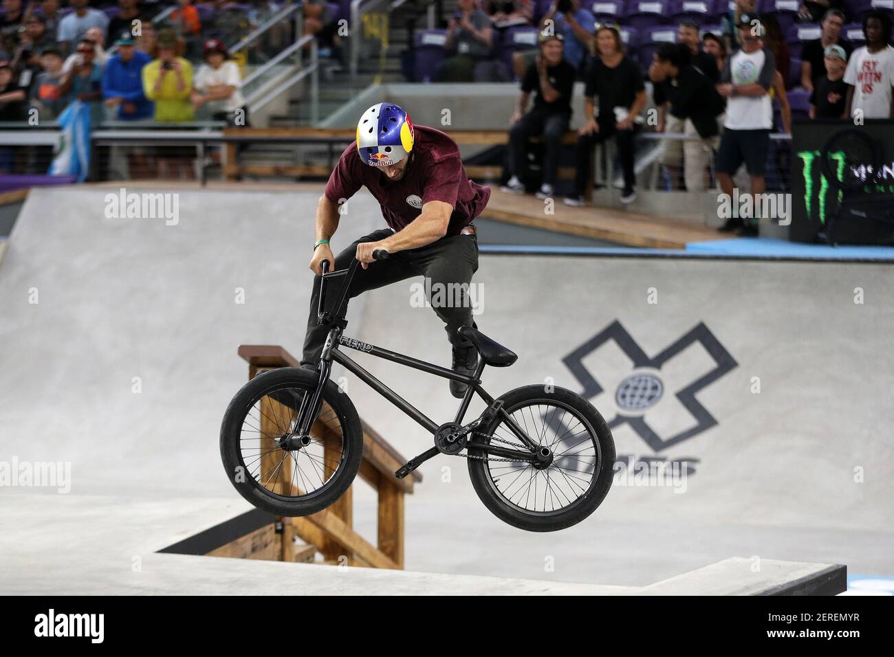 Garrett Reynolds, who's won seven of the eight X Games BMX Street contests  held, competes in the BMX Street Final Friday, July 20, 2018 at U.S. Bank  Stadium in Minneapolis, Minn. (Photo