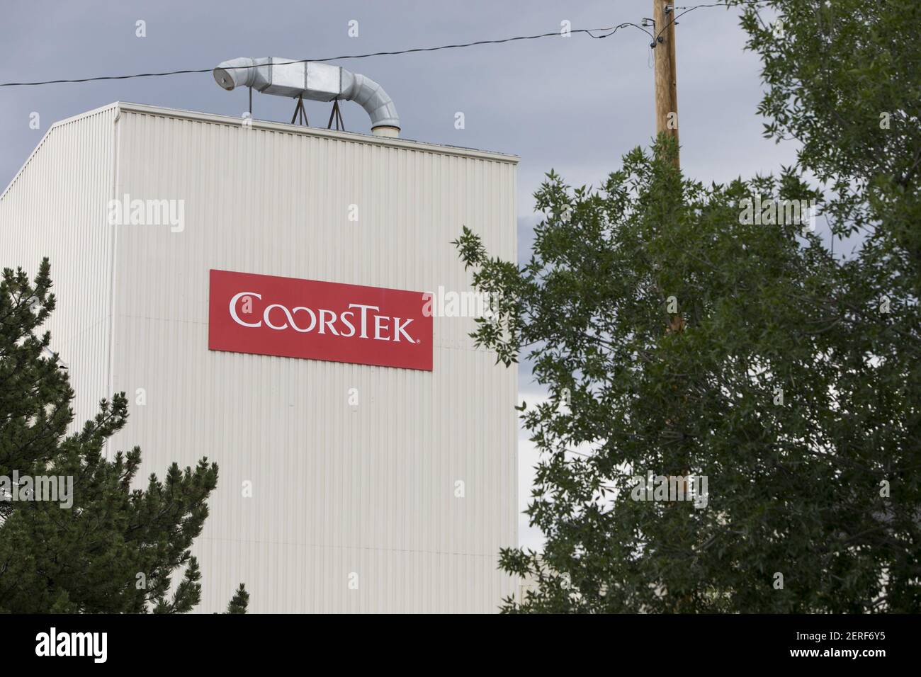 A logo sign outside a facility occupied by CoorsTek in Golden, Colorado