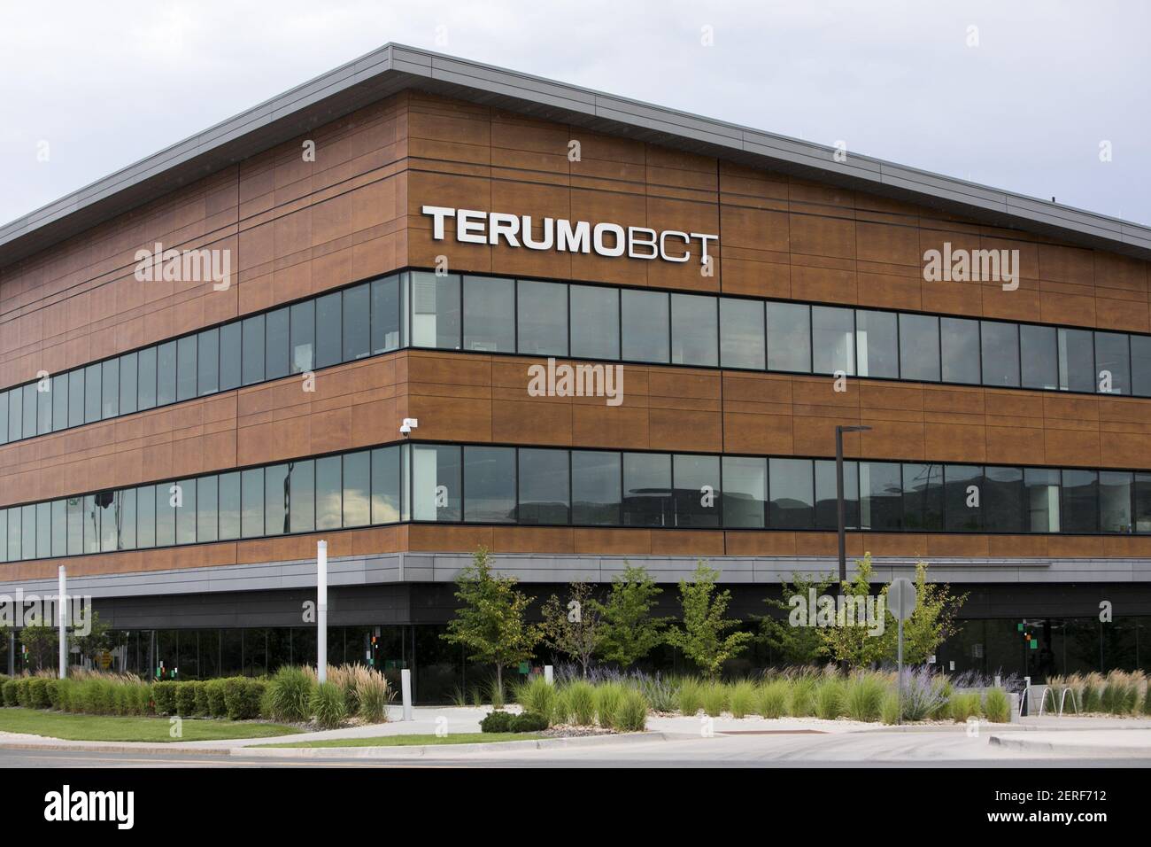A logo sign outside of the headquarters of Terumo BCT in Lakewood