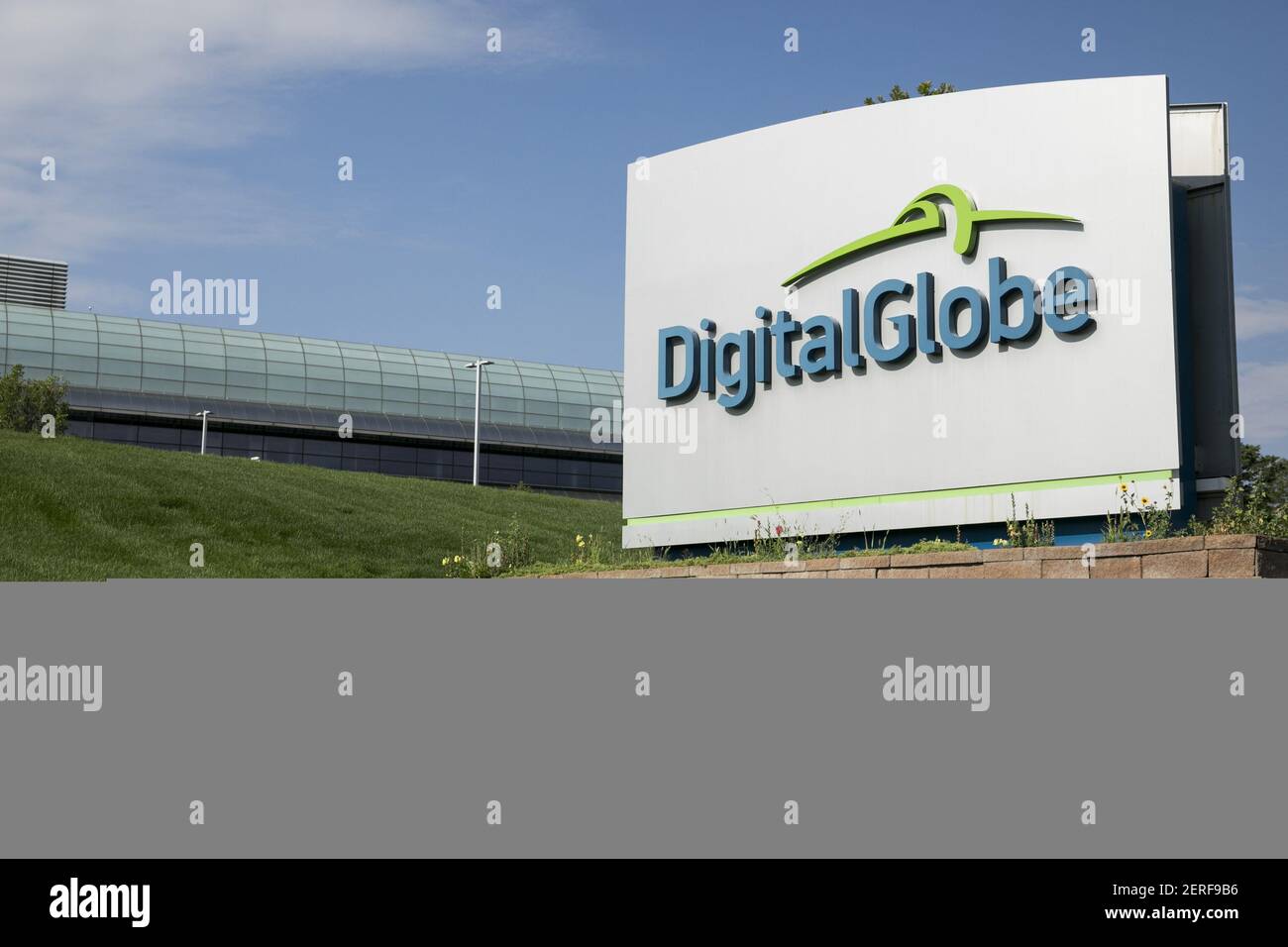 A logo sign outside of the headquarters of DigitalGlobe in Westminster