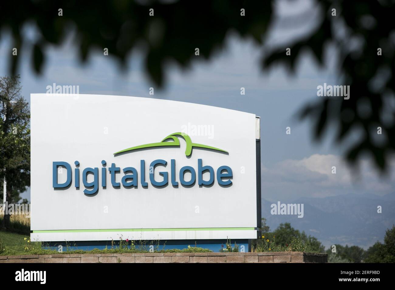 A logo sign outside of the headquarters of DigitalGlobe in Westminster ...