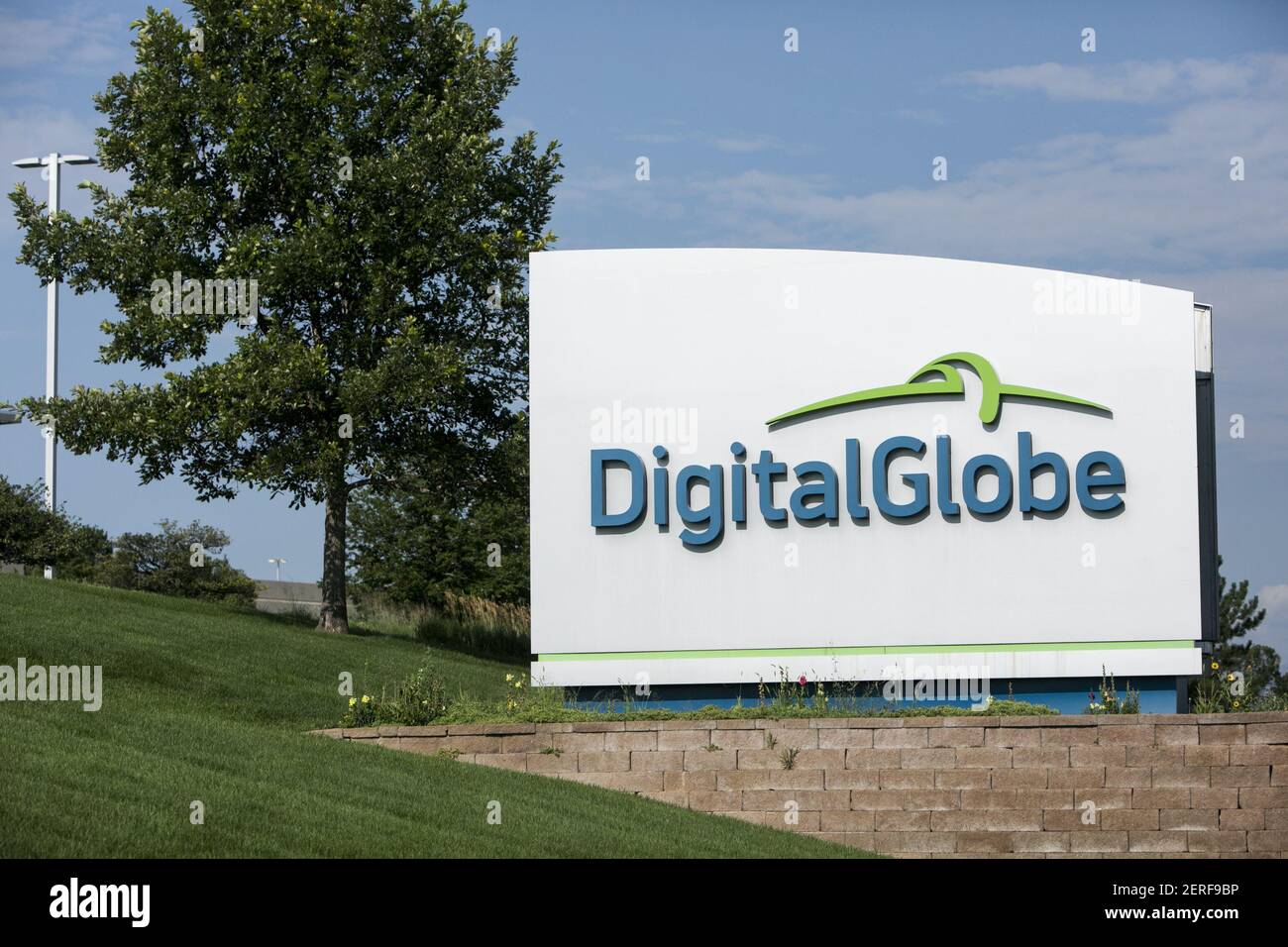 A logo sign outside of the headquarters of DigitalGlobe in Westminster