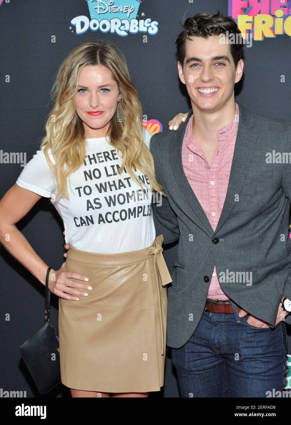 L-R: Actors Taylor Louderman and Kyle Selig attend the red carpet