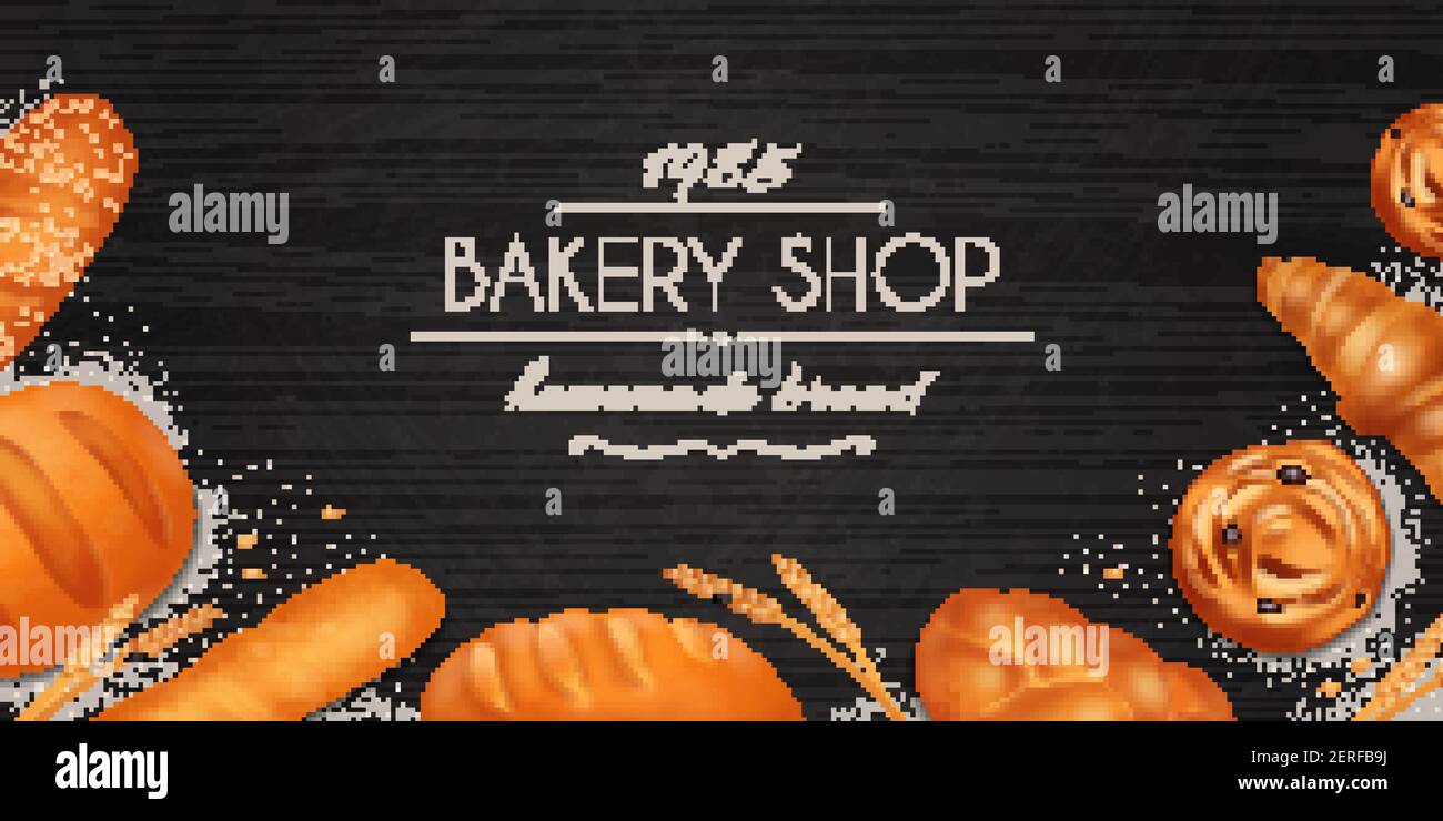 Realistic bread bakery composition with bakery shop homemade bakery