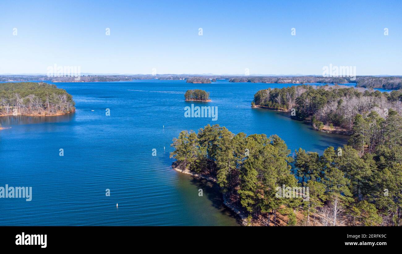 Aerial view of Lanier Lake in Georgia, USA Stock Photo