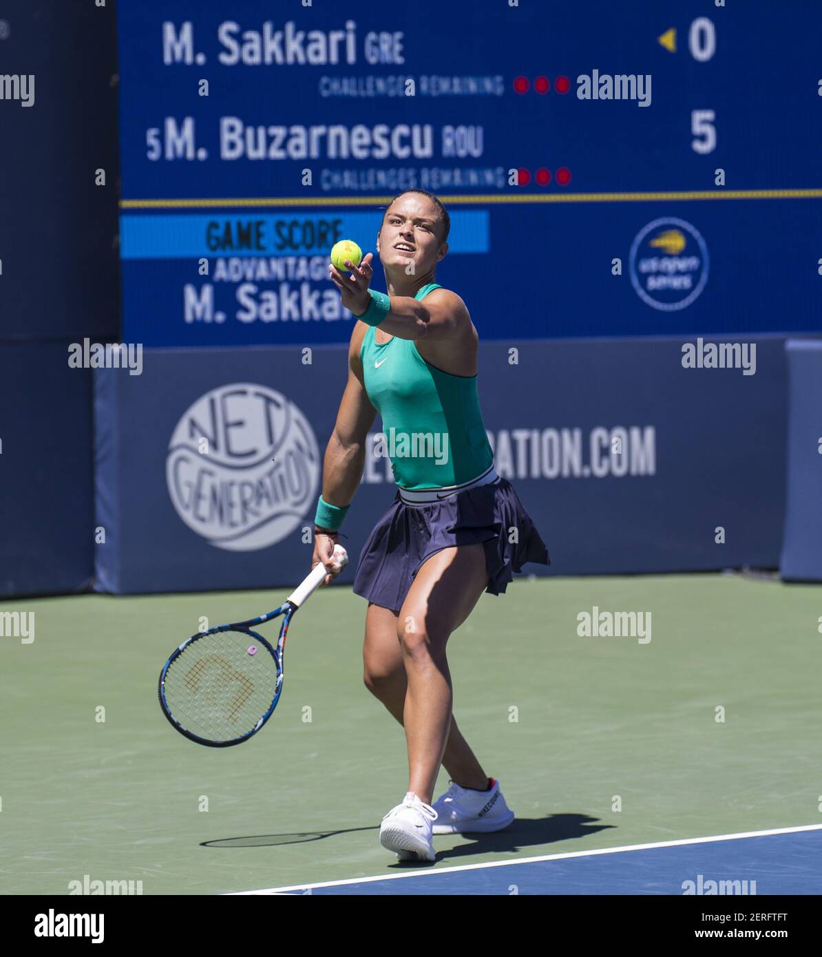 AUG 05, 2018 San Jose, CA USA : Maria Sakkari, serving, was defeated by