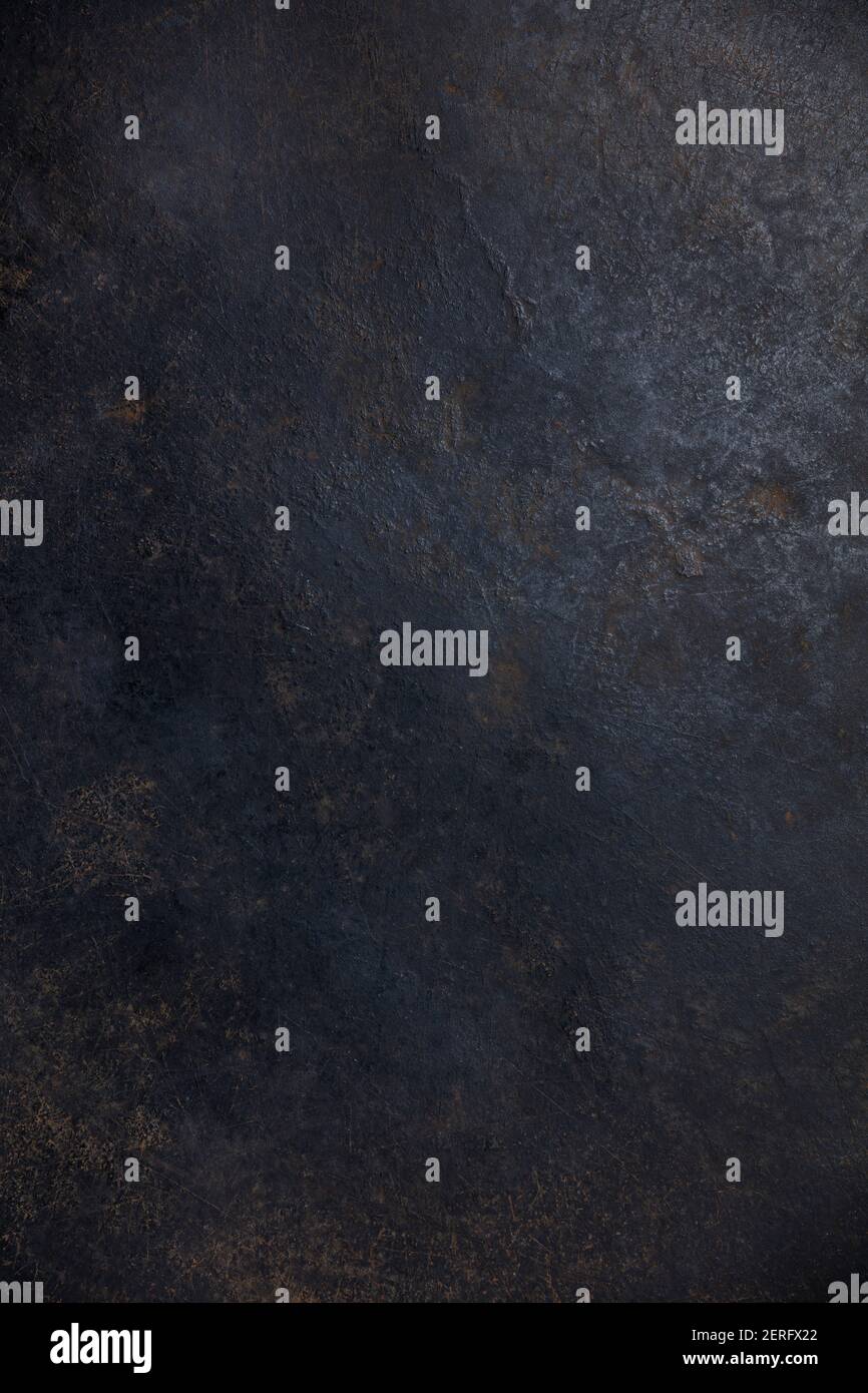 Old rusty metal baking sheet, flat lay. Ideal for texture and background Stock Photo