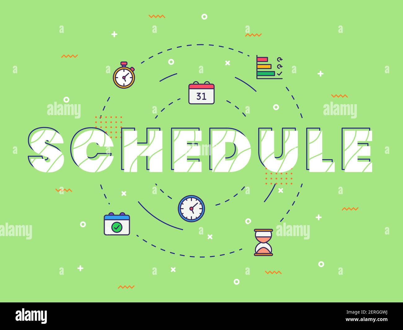 schedule typography calligraphy word art with filled color style vector design illustration