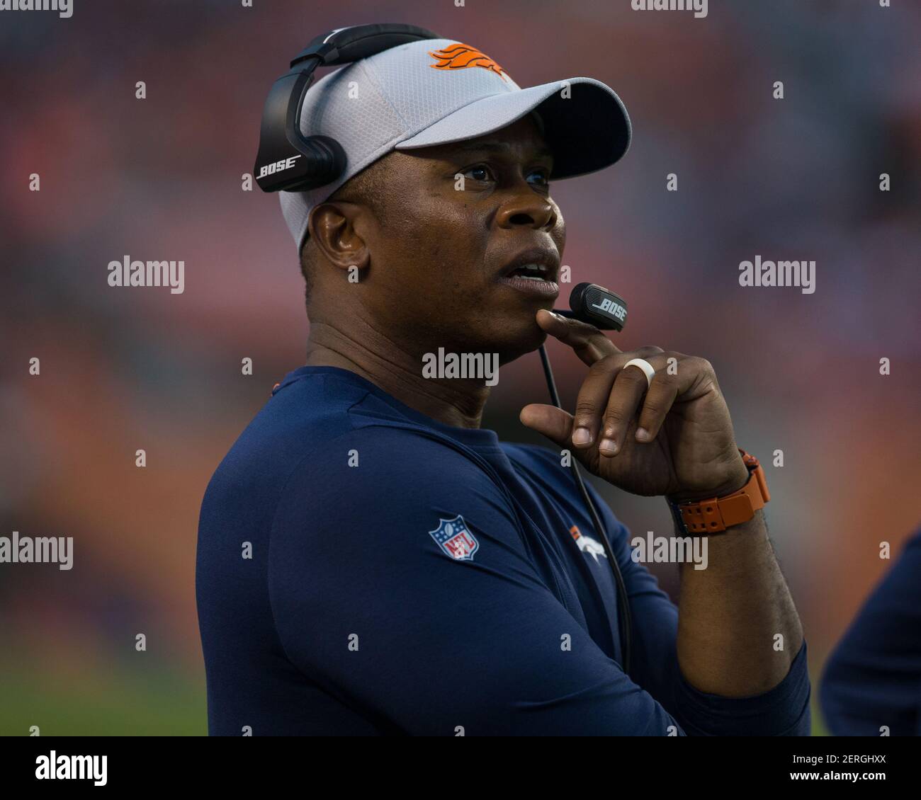 August 11, 2018: Denver Broncos head coach Vance Joseph during the second  quarter of an NFL preseason matchup between the Minnesota Vikings and the  Denver Broncos at Broncos Stadium at Mile High