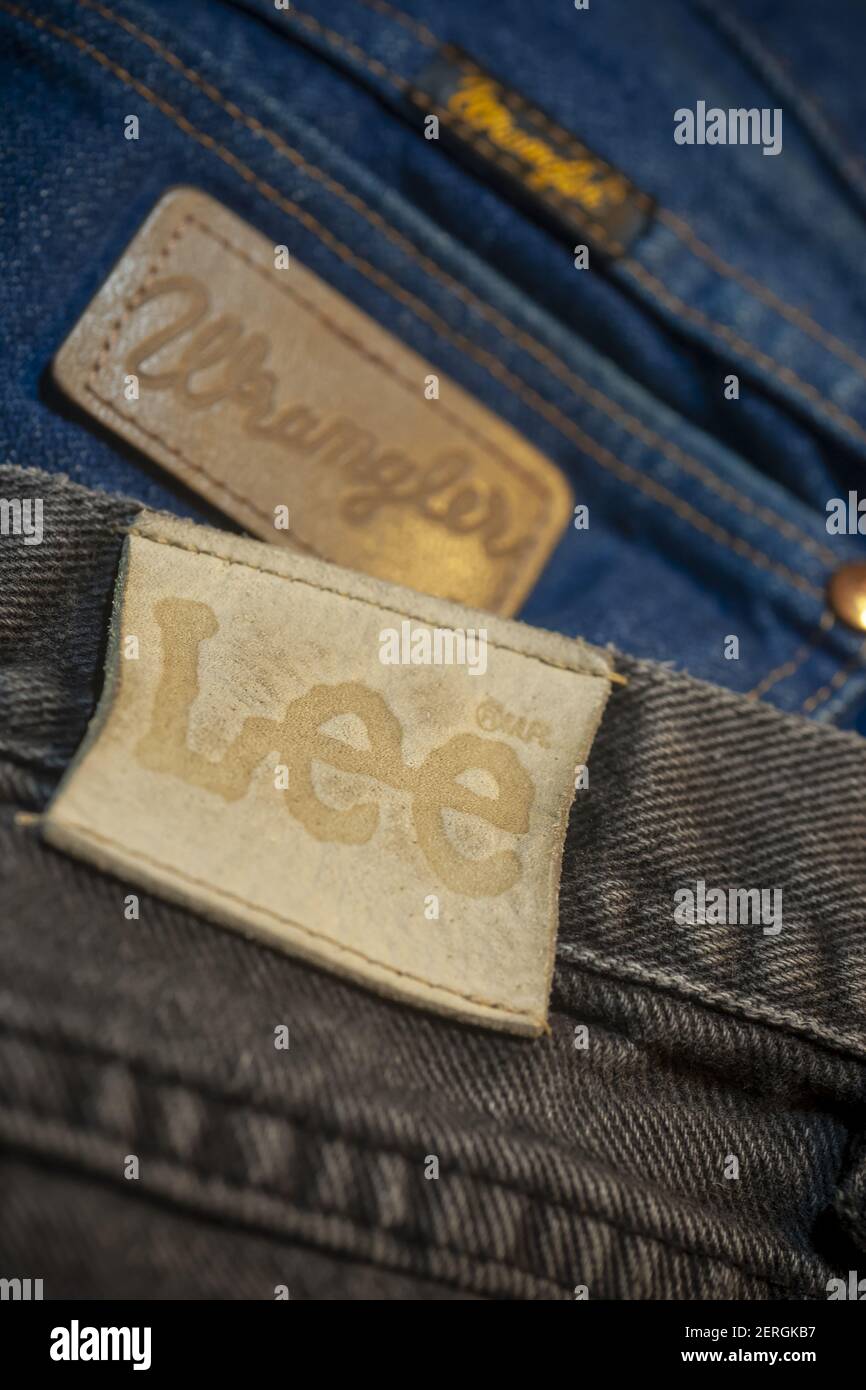 VF Corp. Wrangler and Lee brand jeans in New York on Monday, August 13,  2018. VF Corp. announced that they will be spinning off their denim  business, which includes Wrangler and Lee