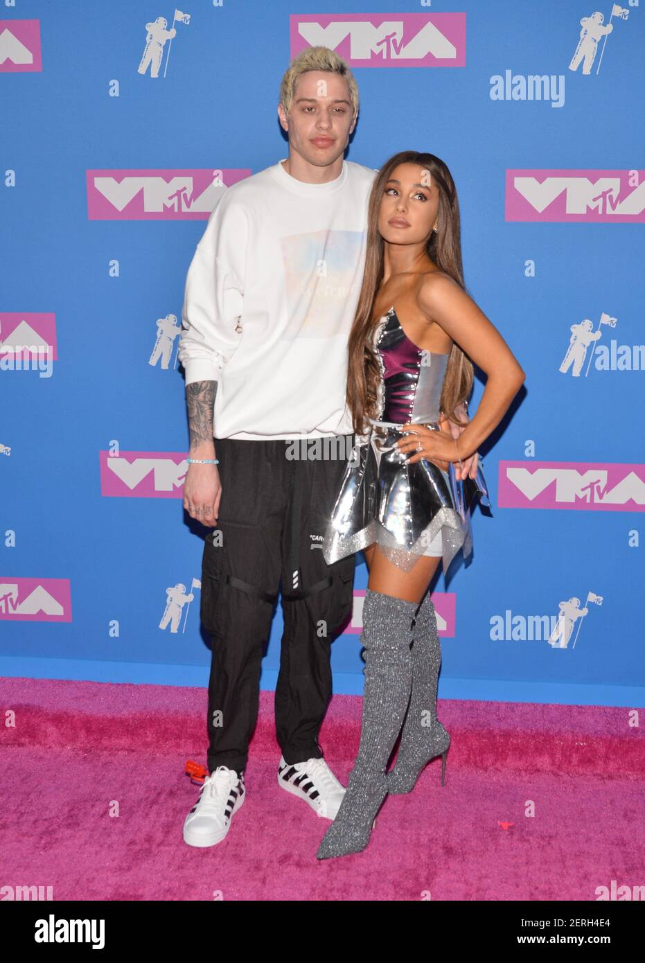 Ariana Grande andPete Davidson walking on the red carpet at The 2018 MTV  Video Music Awards held at Radio City Music Hall in New York, NY on August  20, 2018. (Photo by