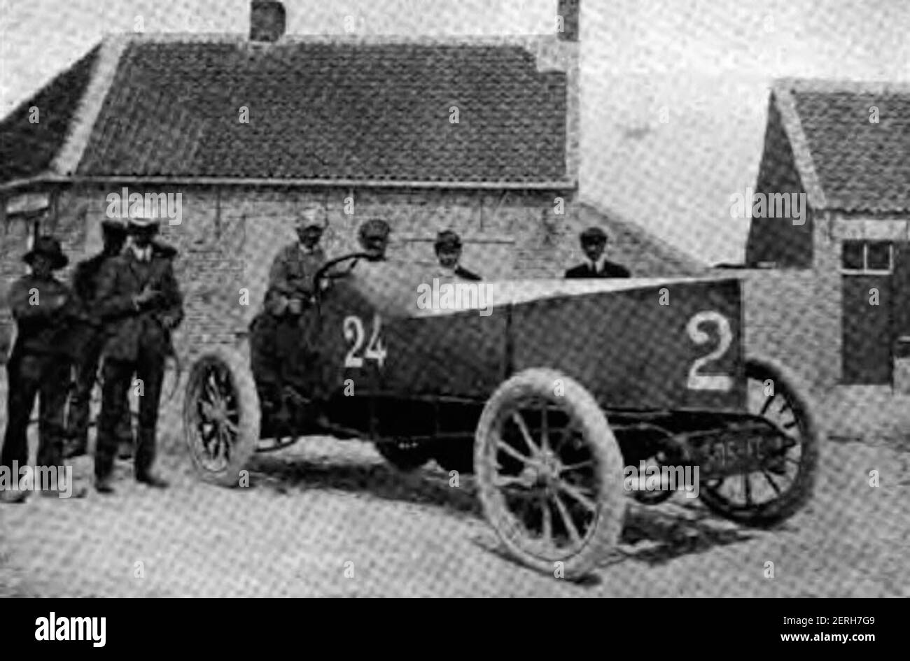 Louis Rigolly in his car which first exceeded 100 mph in 1904 Stock