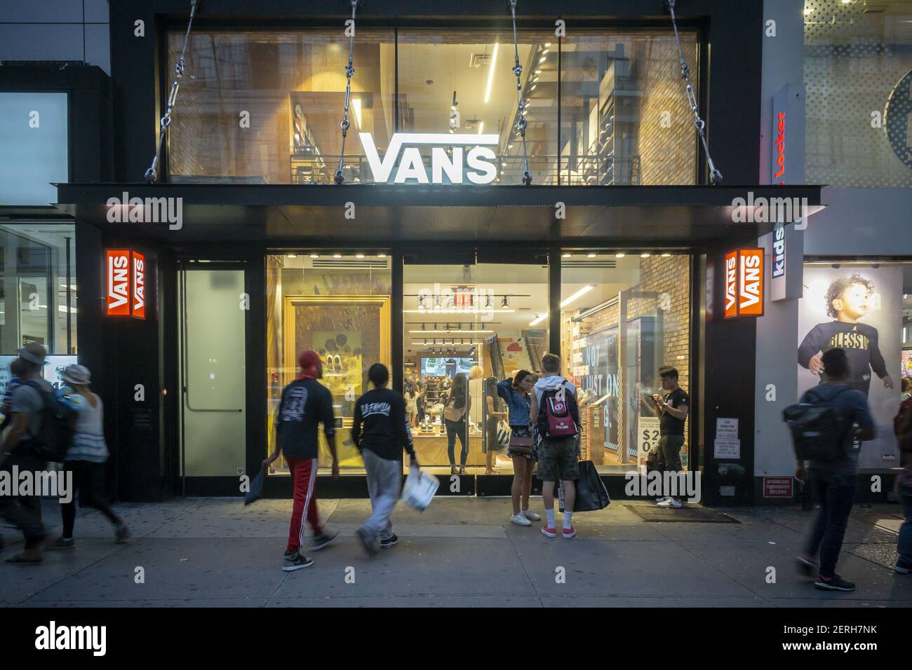 A Vans footwear store in Herald Square in New York on Tuesday, August 21,  2018. VF Corp., the owner of North Face, Vans, Wrangler and other brands  recently announced it was spinning