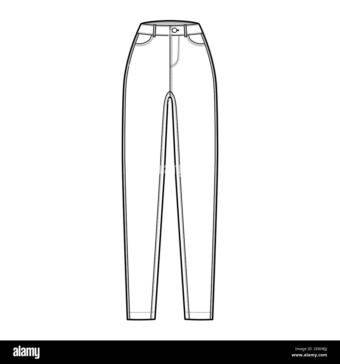 Tapered Baggy pants technical fashion illustration with normal waist, high  rise, slash pockets, draping front, full lengths. Flat bottom apparel  template, white color style. Women, unisex CAD mockup Stock Vector Image 