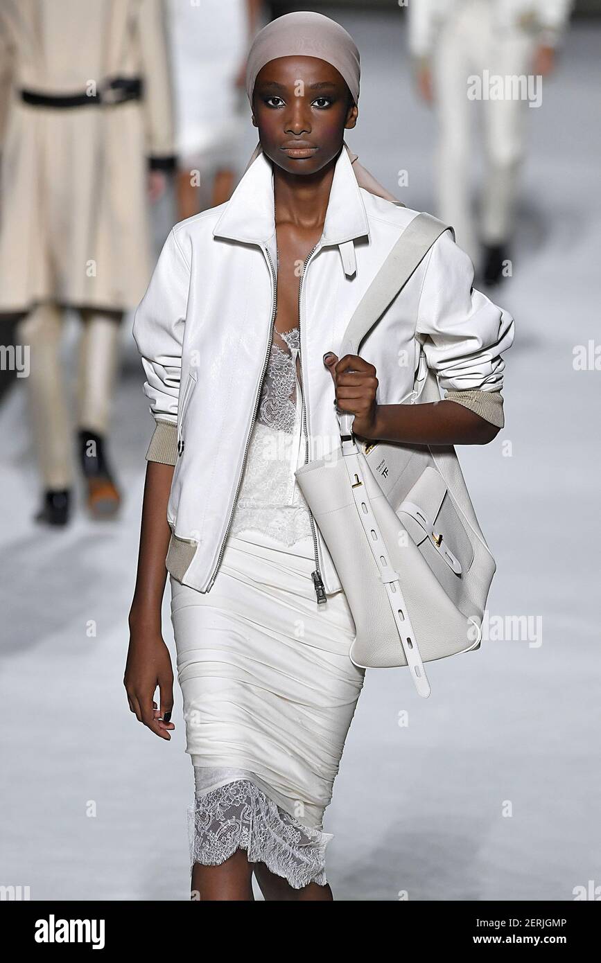 Model Imari Karanja walks on the runway during the Tom Ford Fashion Show  during Spring Summer 2019 held in New York, NY on September 5, 2019. (Photo  by Jonas Gustavsson/Sipa USA Stock