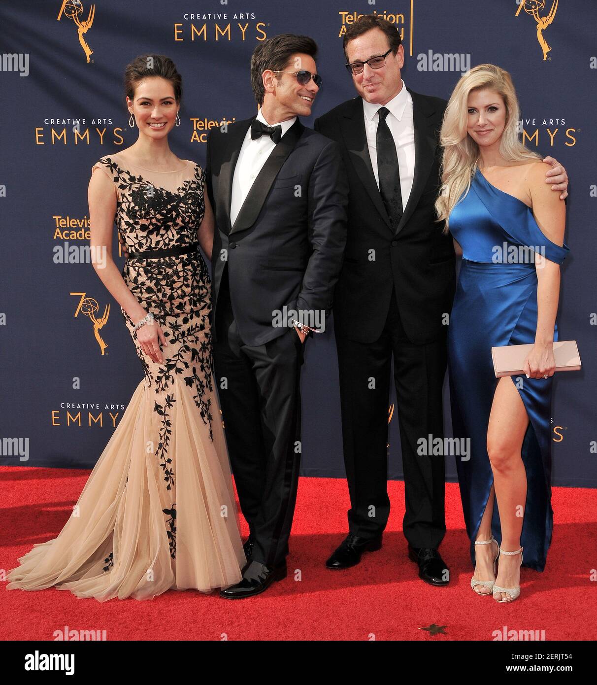 (LR) Caitlin McHugh, John Stamos, Bob Saget and Kelly Rizzo at the