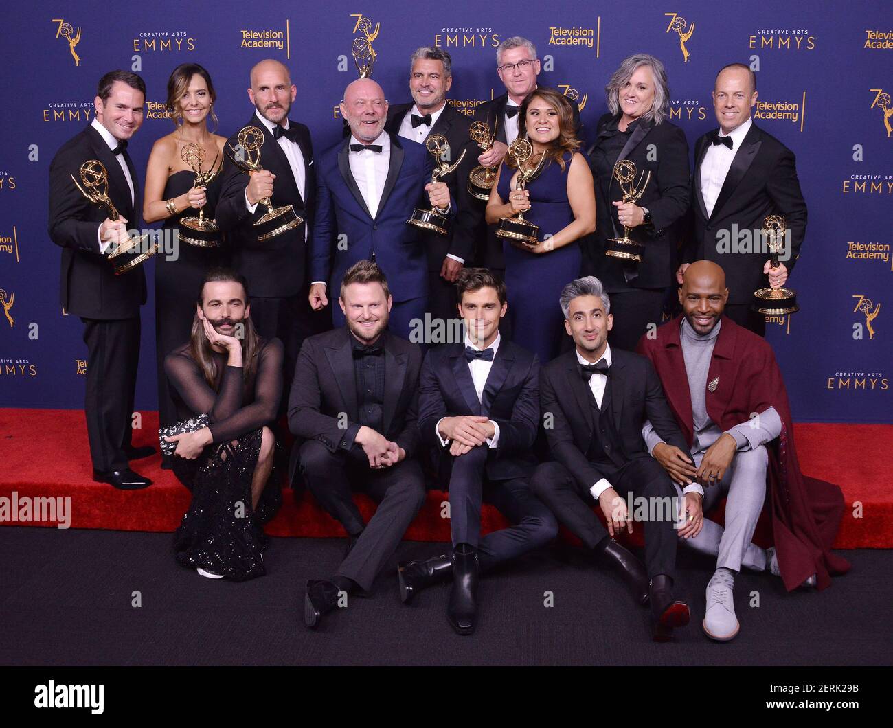 Jonathan Van Ness, from front left, Bobby Berk, Antoni Porowski, Tan ...