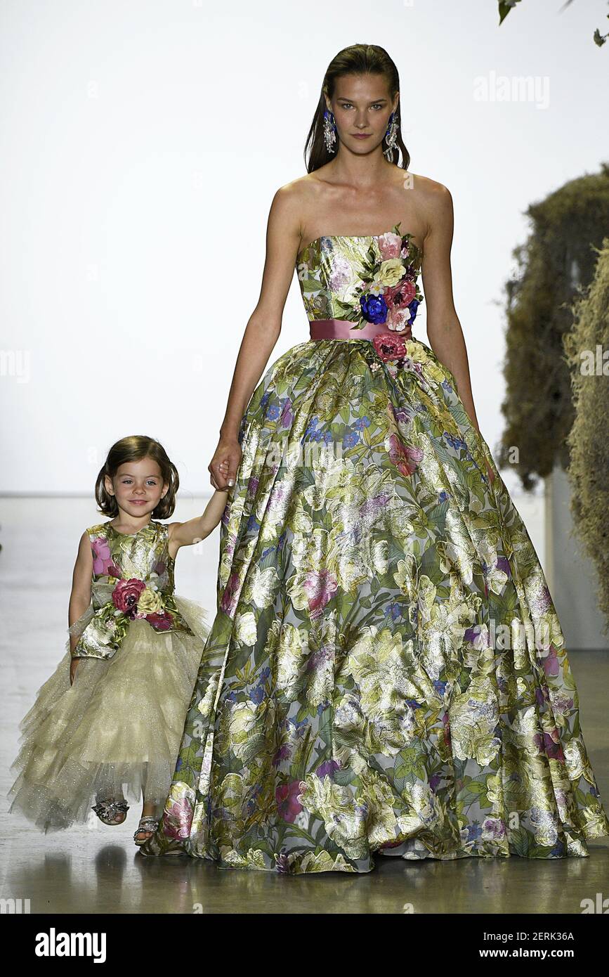 Models walks on the runway during the Badgley Mischka Fashion Show