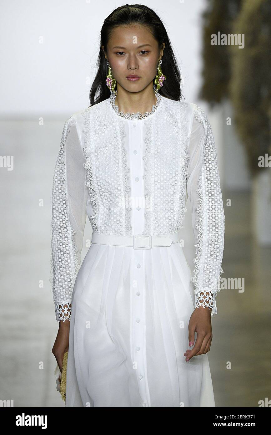 Su Kexin walks on the runway during the Badgley Mischka Fashion Show