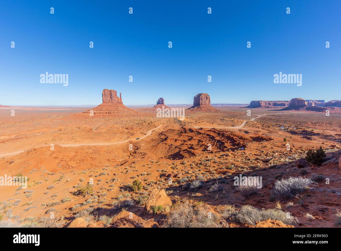 Panoramic picture of Monument Valley National Park in winter Stock Photo