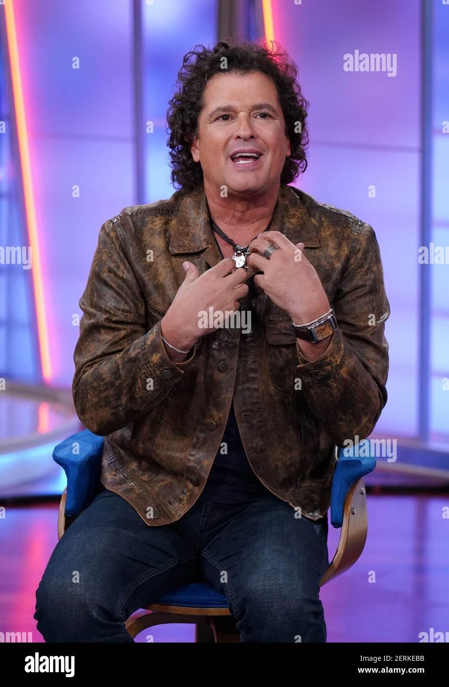 MIAMI, FLSEPT 13 Carlos Vives is seen on the set of 'Un Nuevo Dia' at
