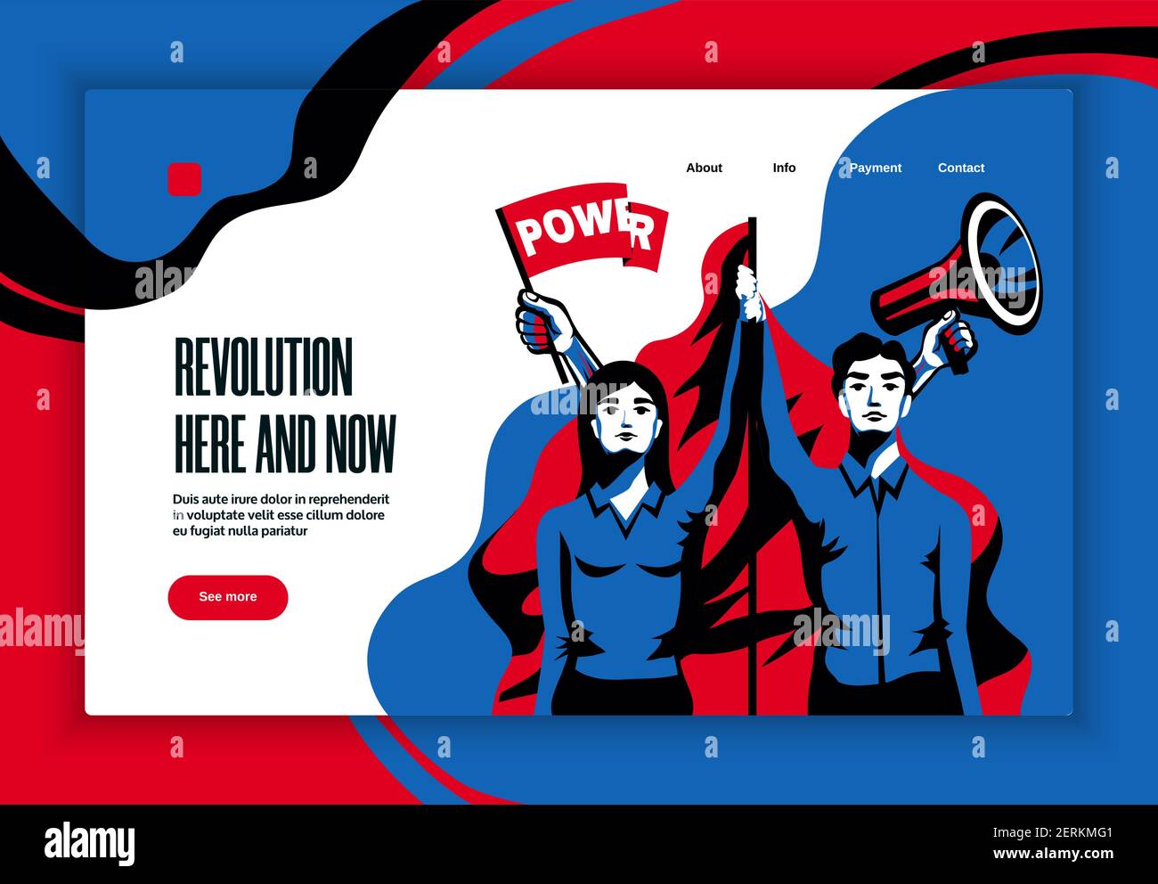 Revolution here now slogan website banner  vintage style design with power in unity concept symbol vector illustration Stock Vector