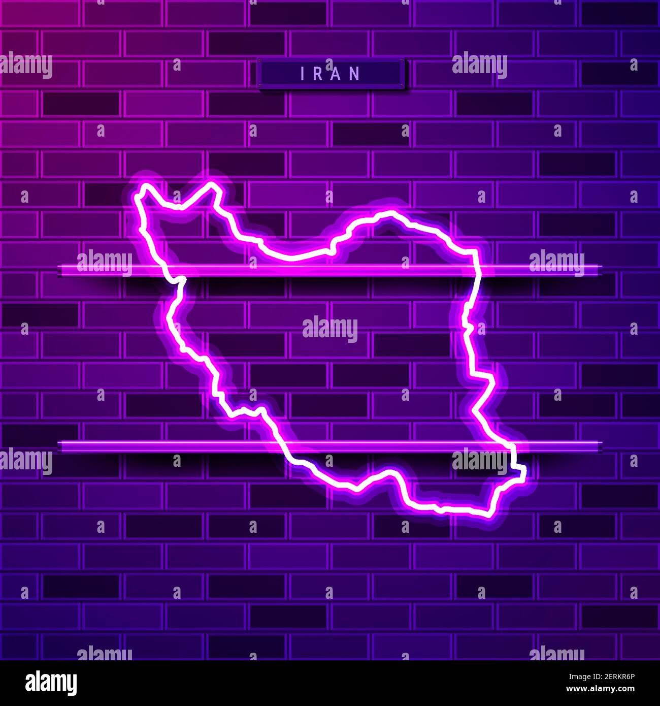 Iran map glowing neon lamp sign. Realistic vector illustration. Country ...