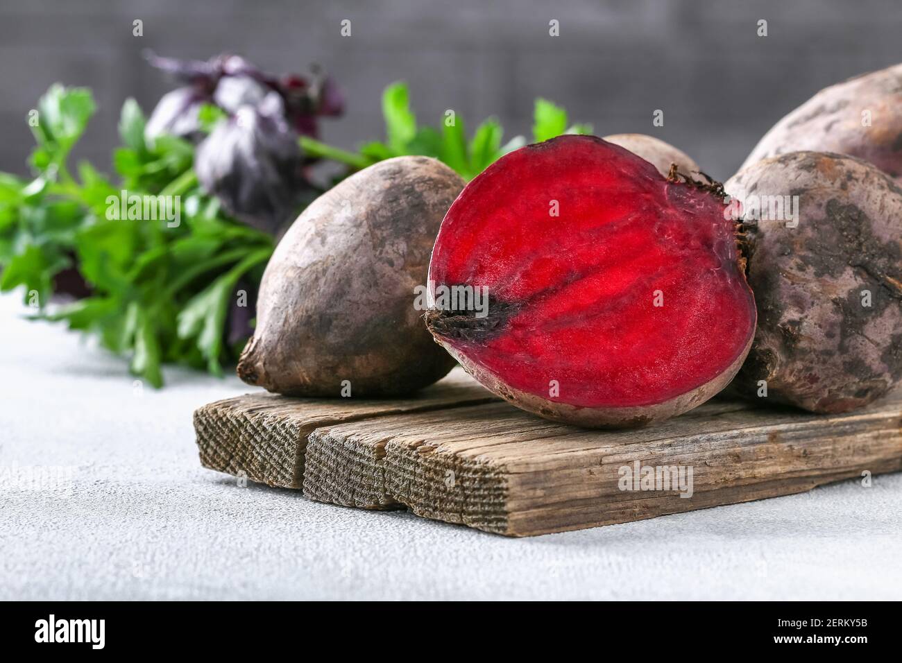Beets for cooking. Beetroot vegetables on the table. Stock Photo