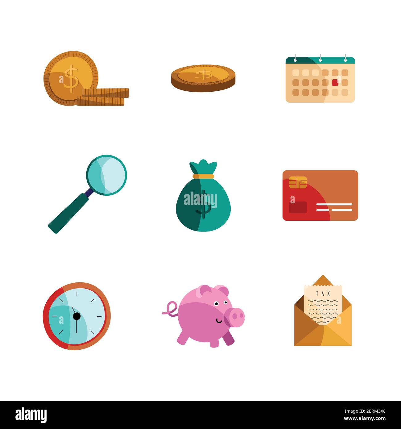 bundle of nine tax day icons vector illustration design Stock Vector