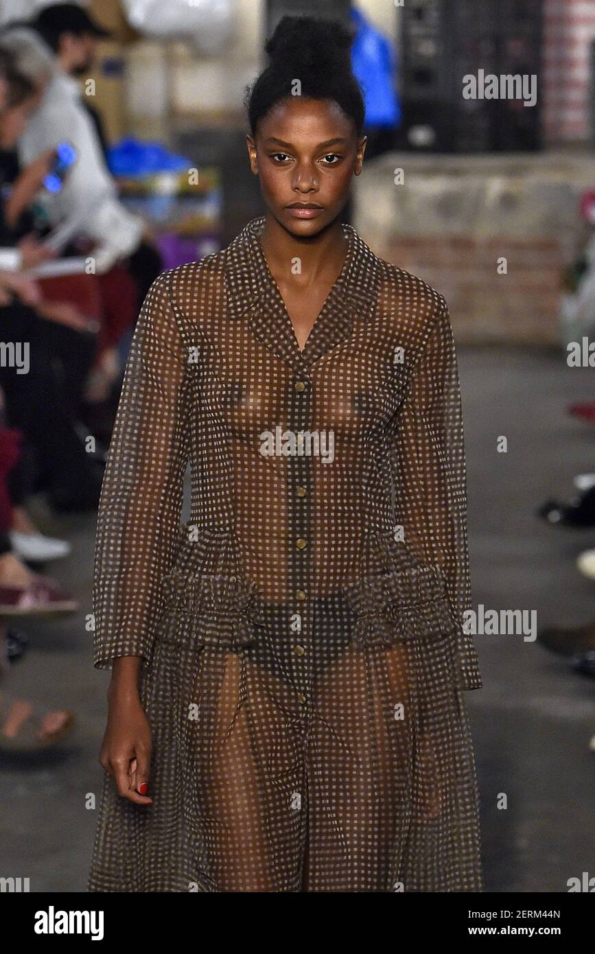 Model walks on the runway during the John Galliano Fashion Show during  Paris Fashion Week Spring Summer 2019 held in Paris, France on September  30, 2018. (Photo by Jonas Gustavsson/Sipa USA Stock