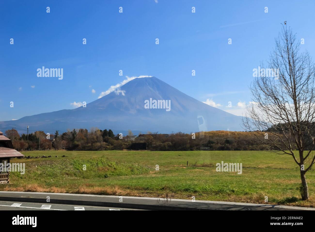 Beautiful Mount Fuji with Nature background and blue sky., japan Stock