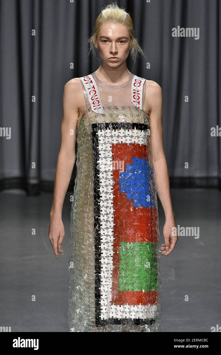 Model Hunter Schafer walks on the runway during the Mary Katrantzou ...