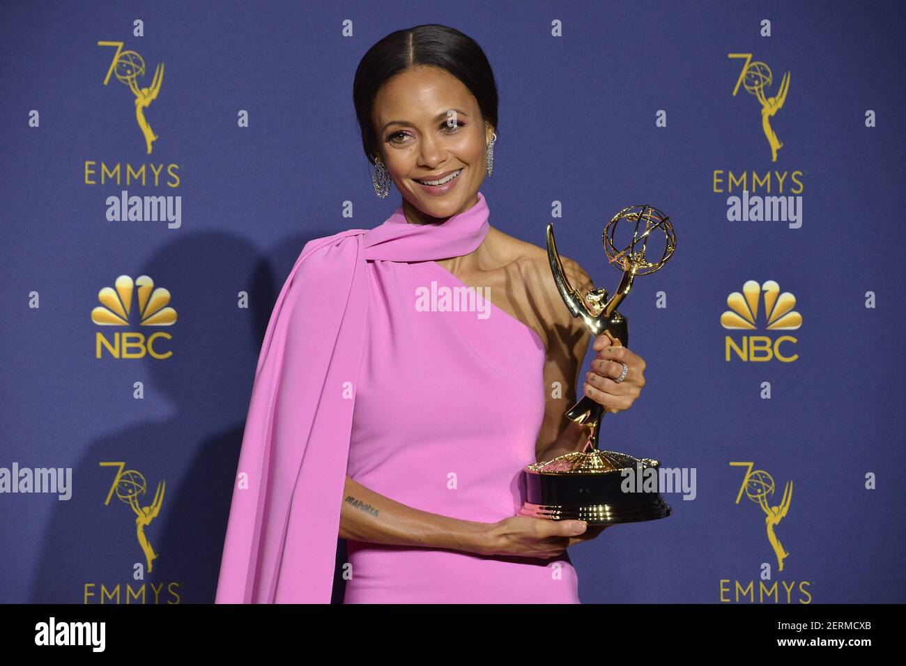 Thandie Newton Winner Of The Award For Outstanding Supporting Actress In A Drama Series For Westworld Poses In The Press Room At The 70th Primetime Emmy Awards Held At Microsoft Theater On