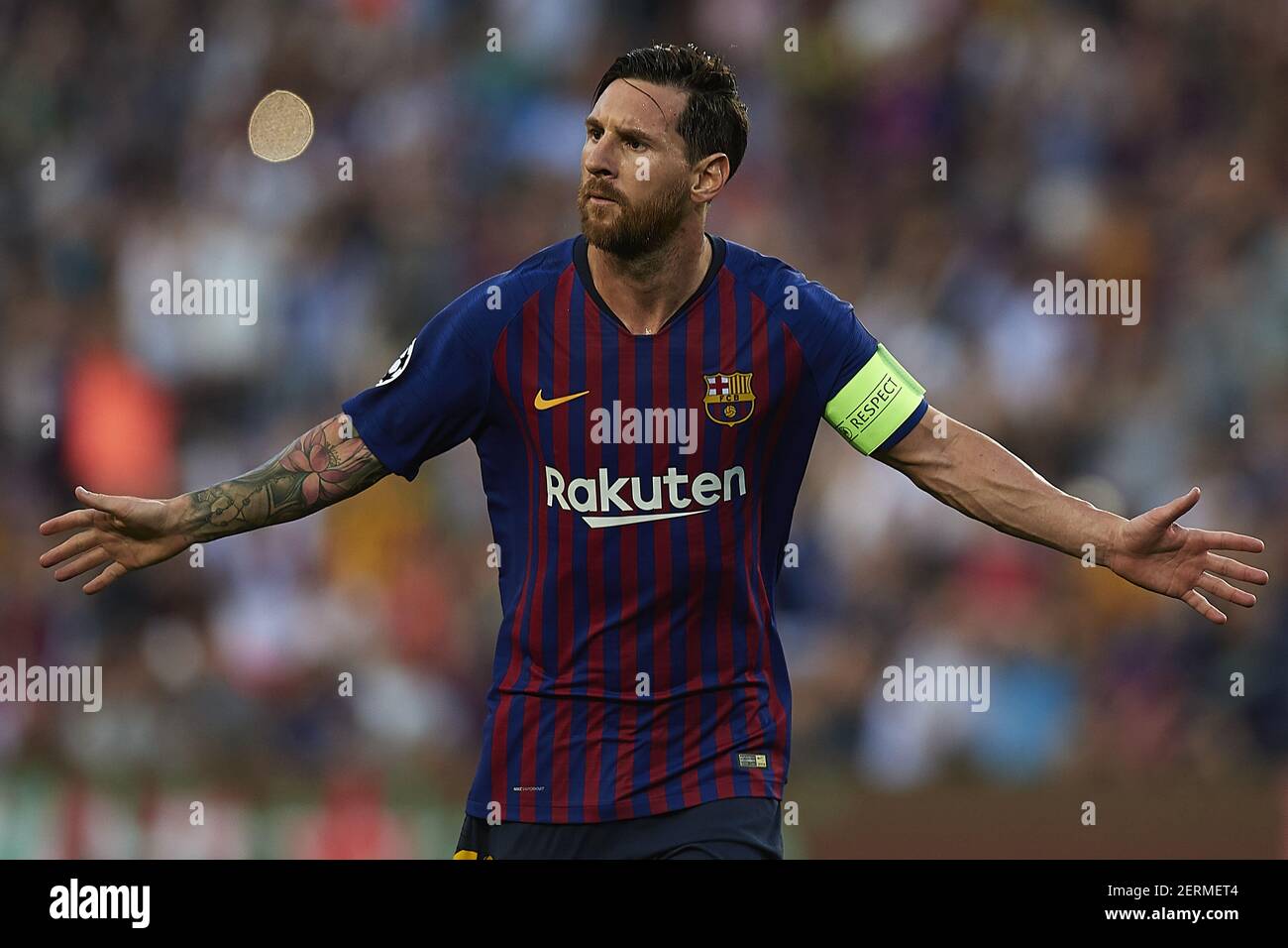 BARCELONA, 18-09-2018. Champions League 2018/ 2019, group B, date 1. Lionel  Messi of FC Barcelona celebrates his goal during the game FC Barcelona -  PSV Eindhoven (Photo by Pro Shots/Sipa USA Stock Photo - Alamy