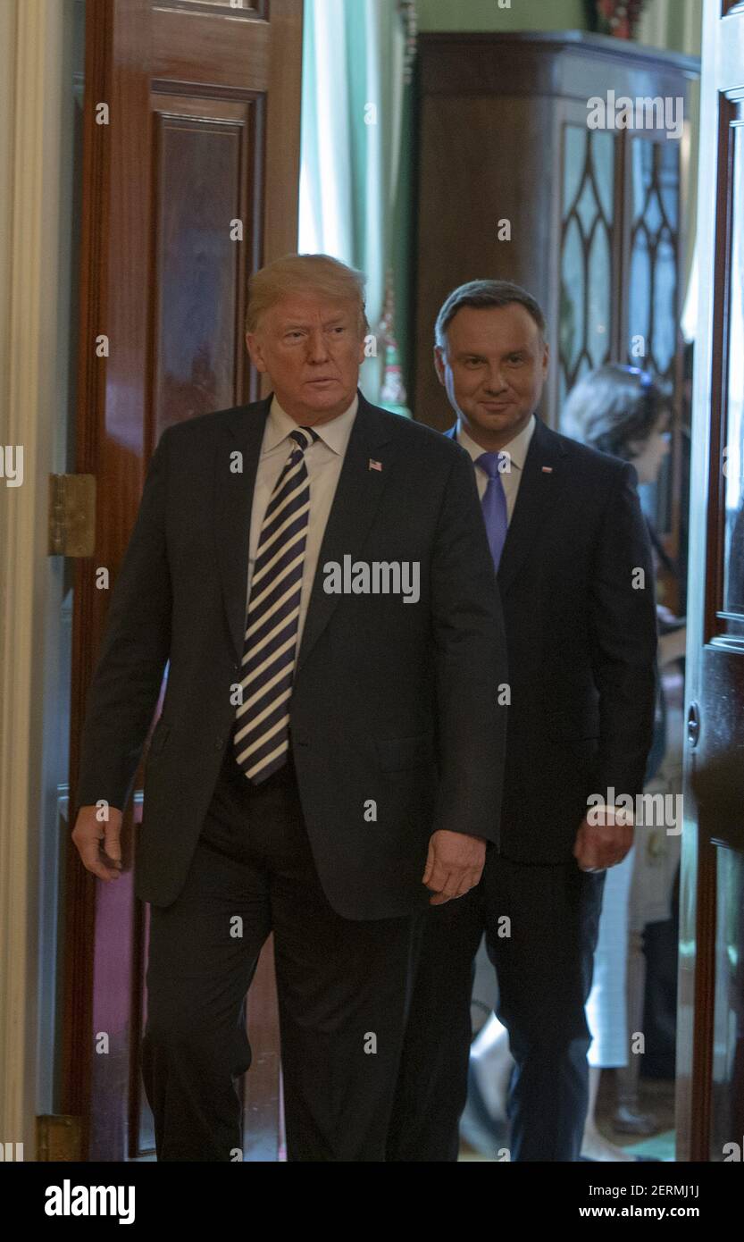 U.S. President Donald Trump and President of Poland Andrzej Duda arrive ...