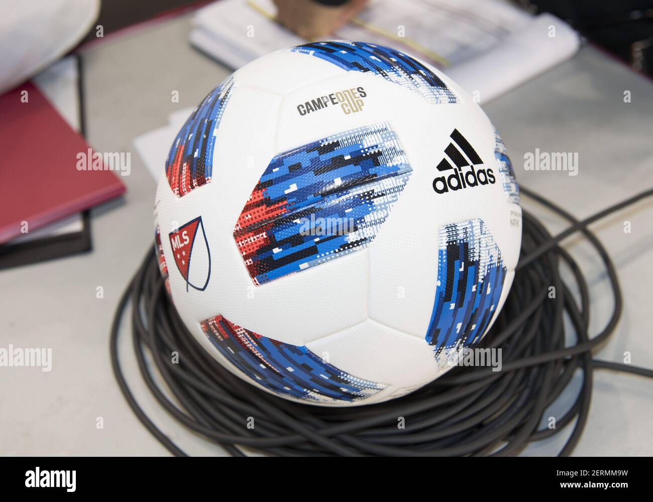 Sep 19, 2018; Toronto, Ontario, USA; The game ball sits on the table before  the Campeones Cup between UANL Tigres and Toronto FC at BMO Field.  Mandatory Credit: Nick Turchiaro-USA TODAY Sports/Sipa