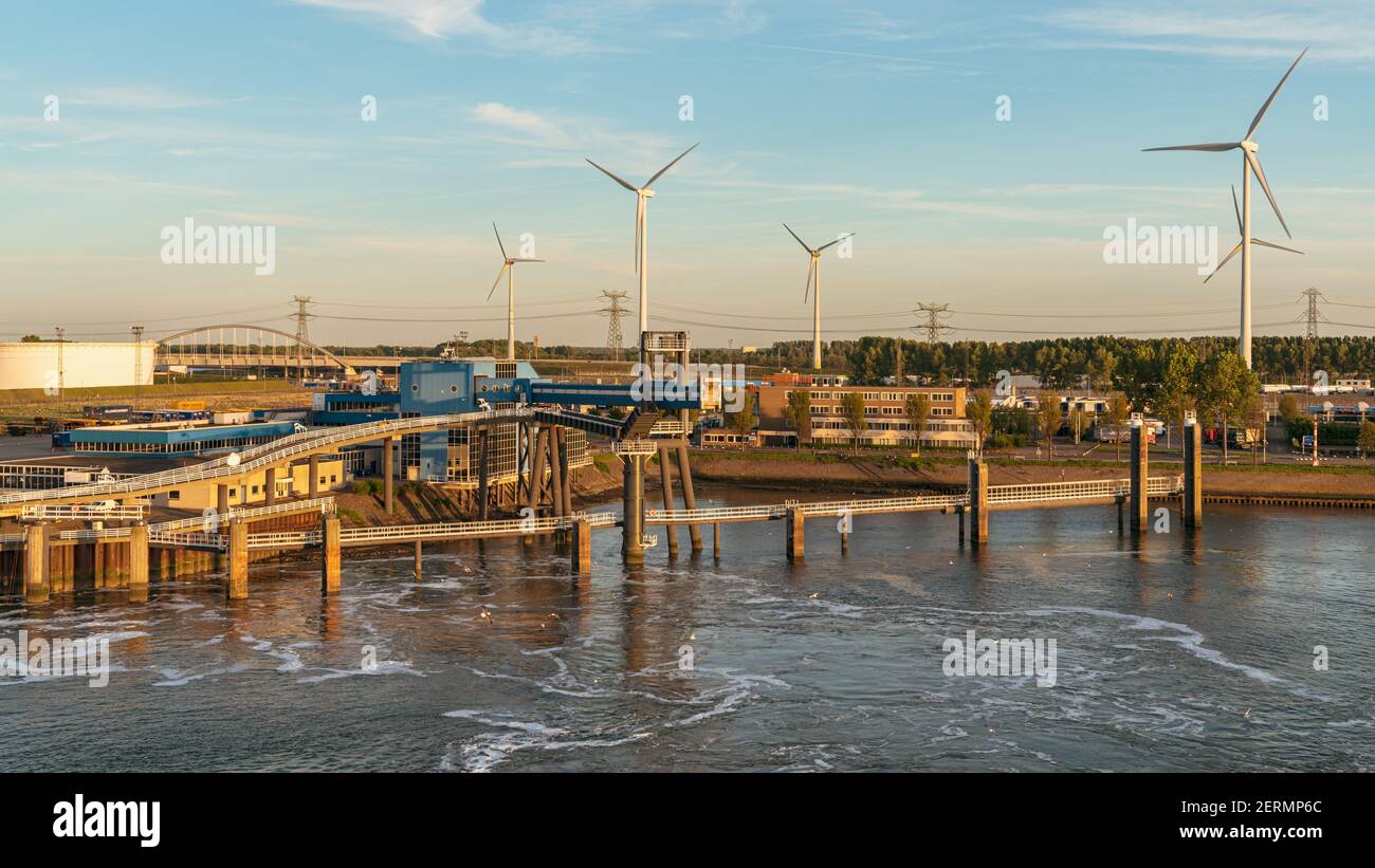 Rotterdam, South Holland, Netherlands - May 13, 2019: The ferry terminal in the Beneluxhaven of Europoort Stock Photo
