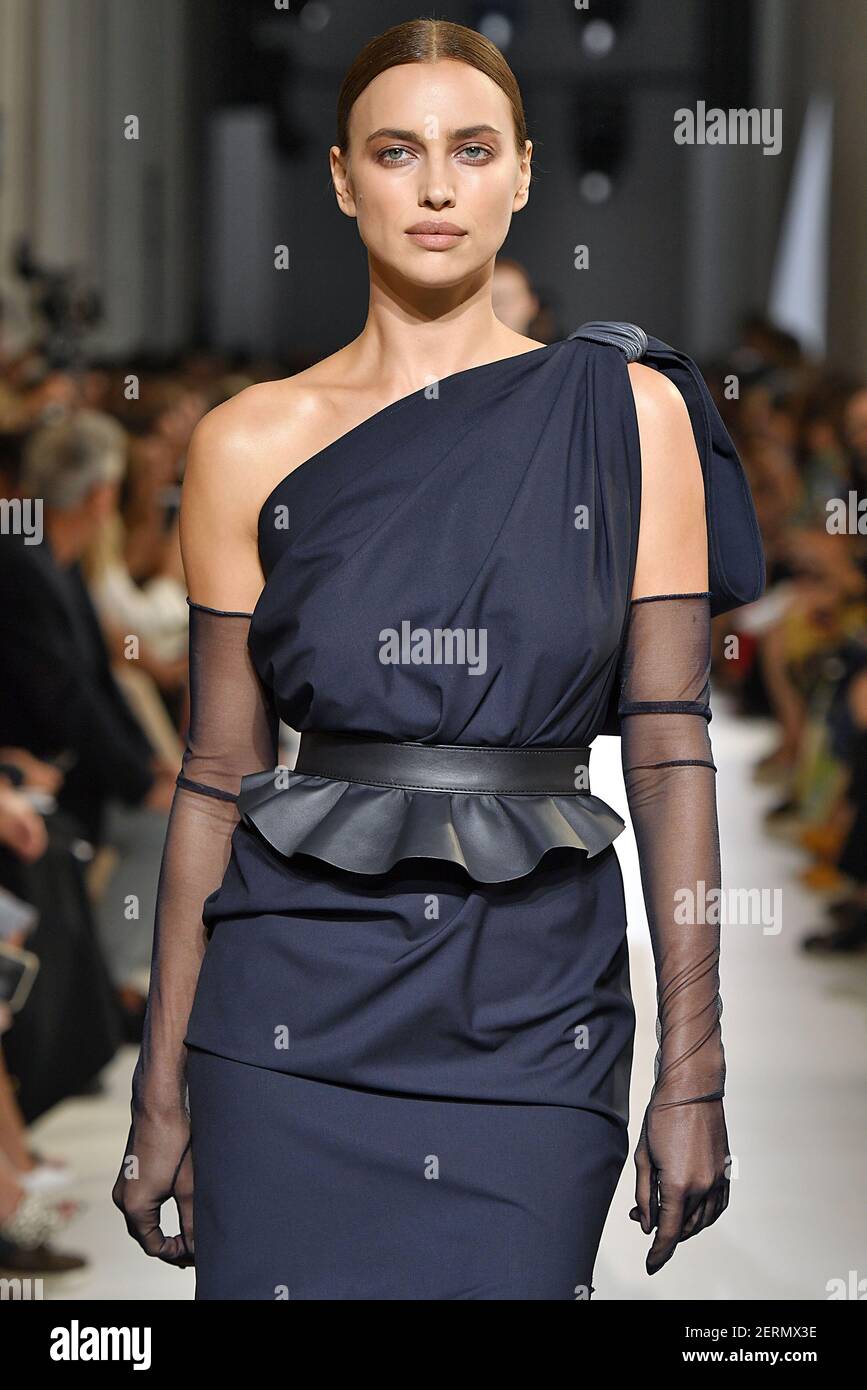 Model Irina Shayk walks on the runway during the Max Mara Fashion show  during Milan Fashion