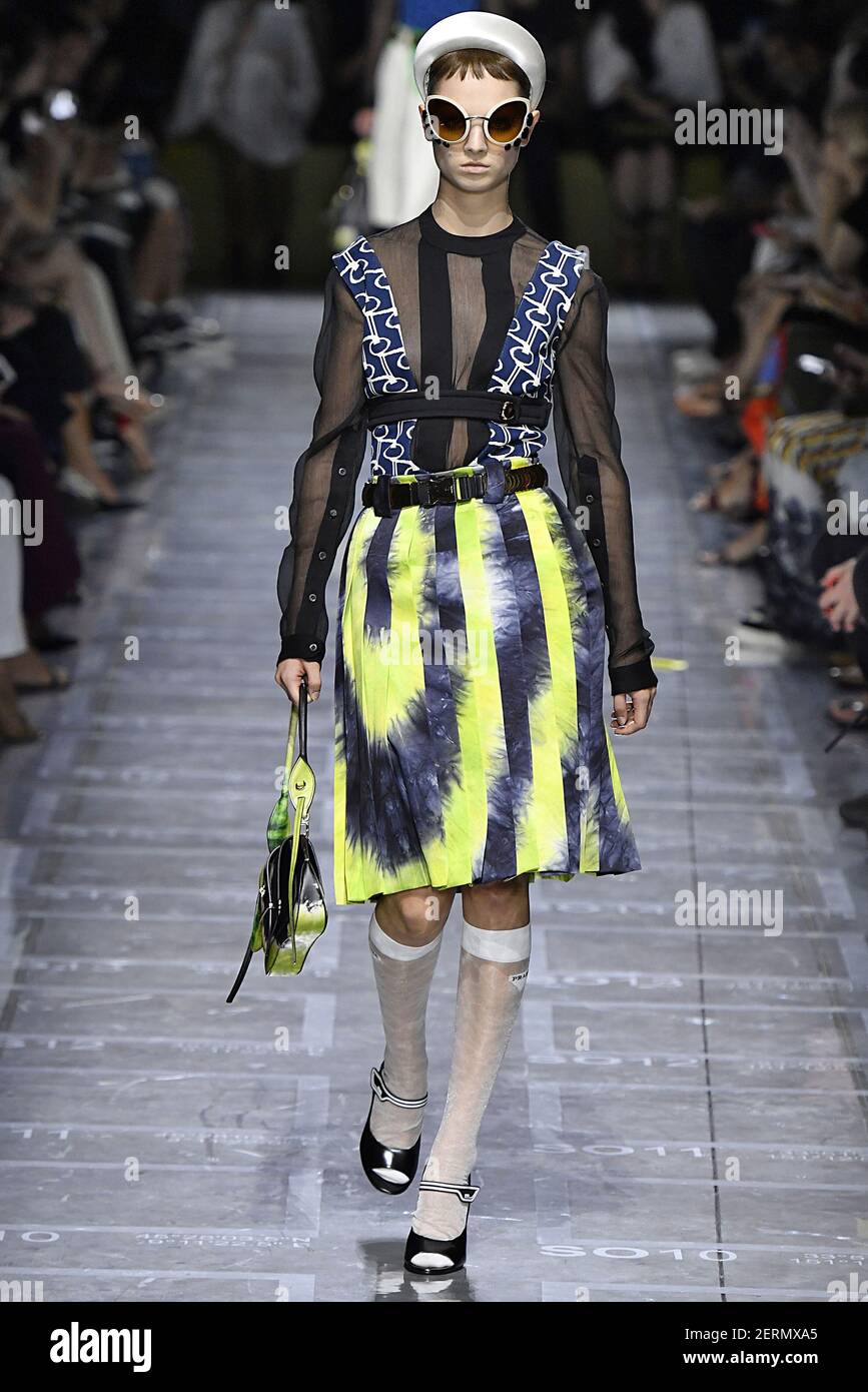 Model Giselle Norman walks on the runway during the Prada Fashion show  during Milan Fashion Week Spring Summer 2019 held in Milan, Italy on  September 20, 2018. (Photo by Jonas Gustavsson/Sipa USA