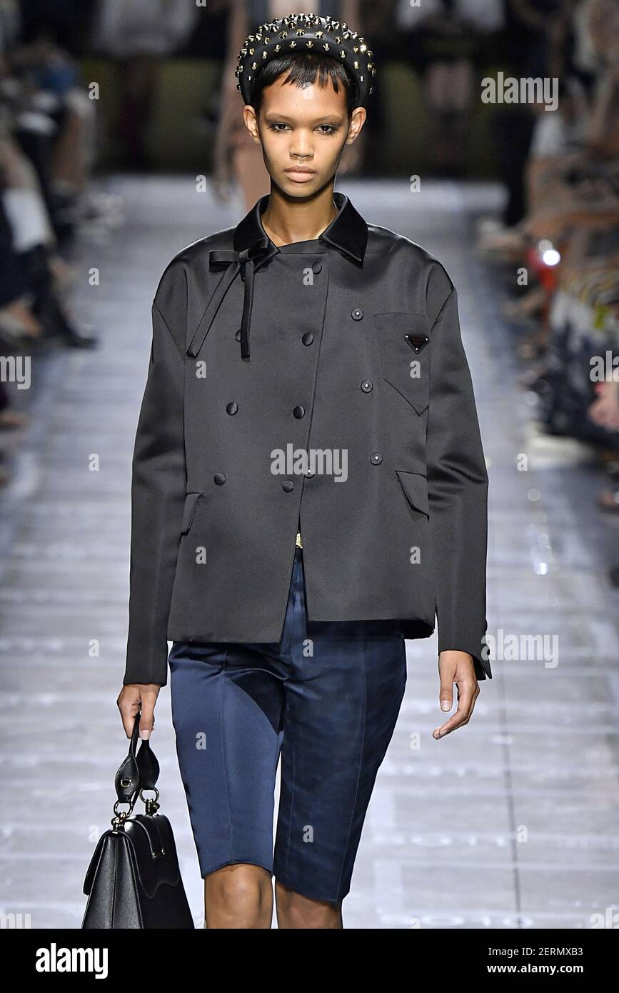 Model Jordan Daniels walks on the runway during the Prada Fashion show  during Milan Fashion Week Spring Summer 2019 held in Milan, Italy on  September 20, 2018. (Photo by Jonas Gustavsson/Sipa USA