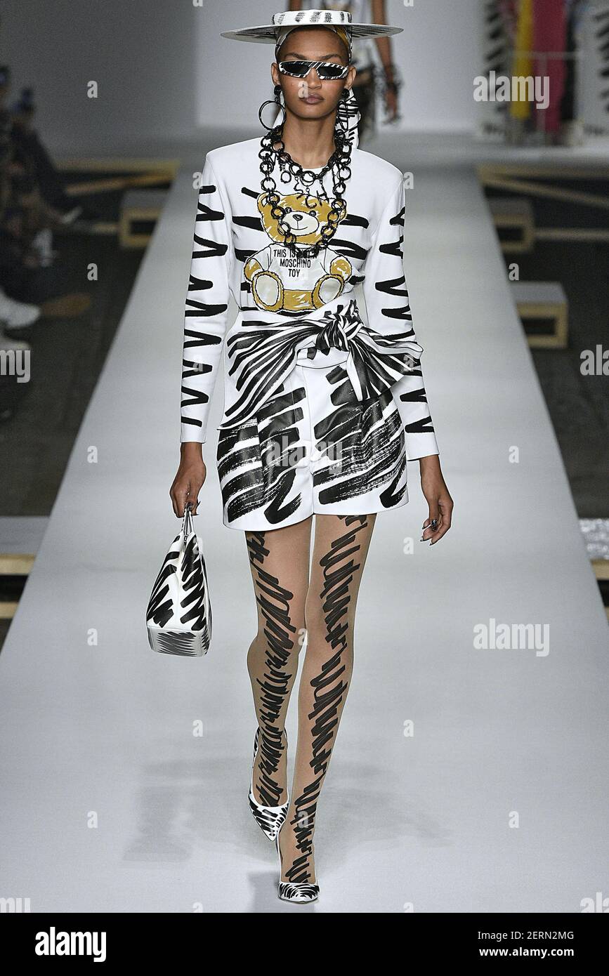 Model walks on the runway during the Moschino Fashion show during Milan  Fashion Week Spring Summer 2019 held in Milan, Italy on September 20, 2018.  (Photo by Jonas Gustavsson/Sipa USA Stock Photo - Alamy