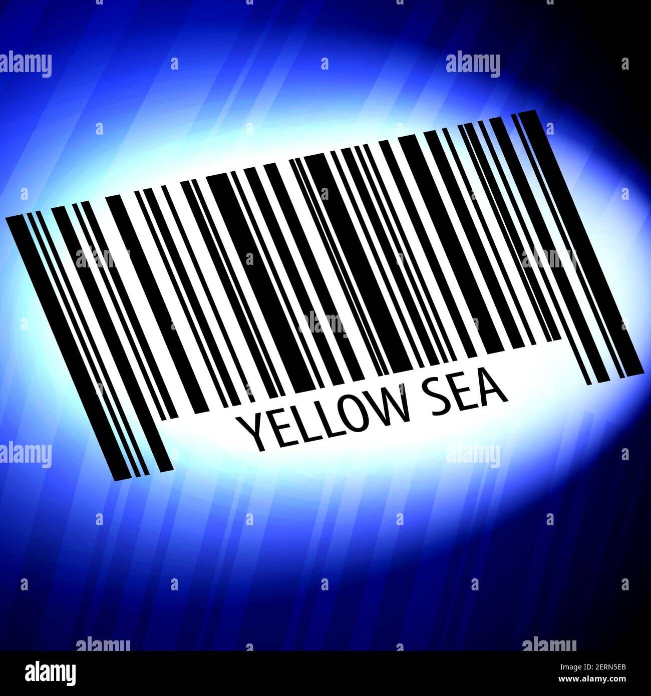 Yellow Sea - barcode with futuristic blue background Stock Photo - Alamy