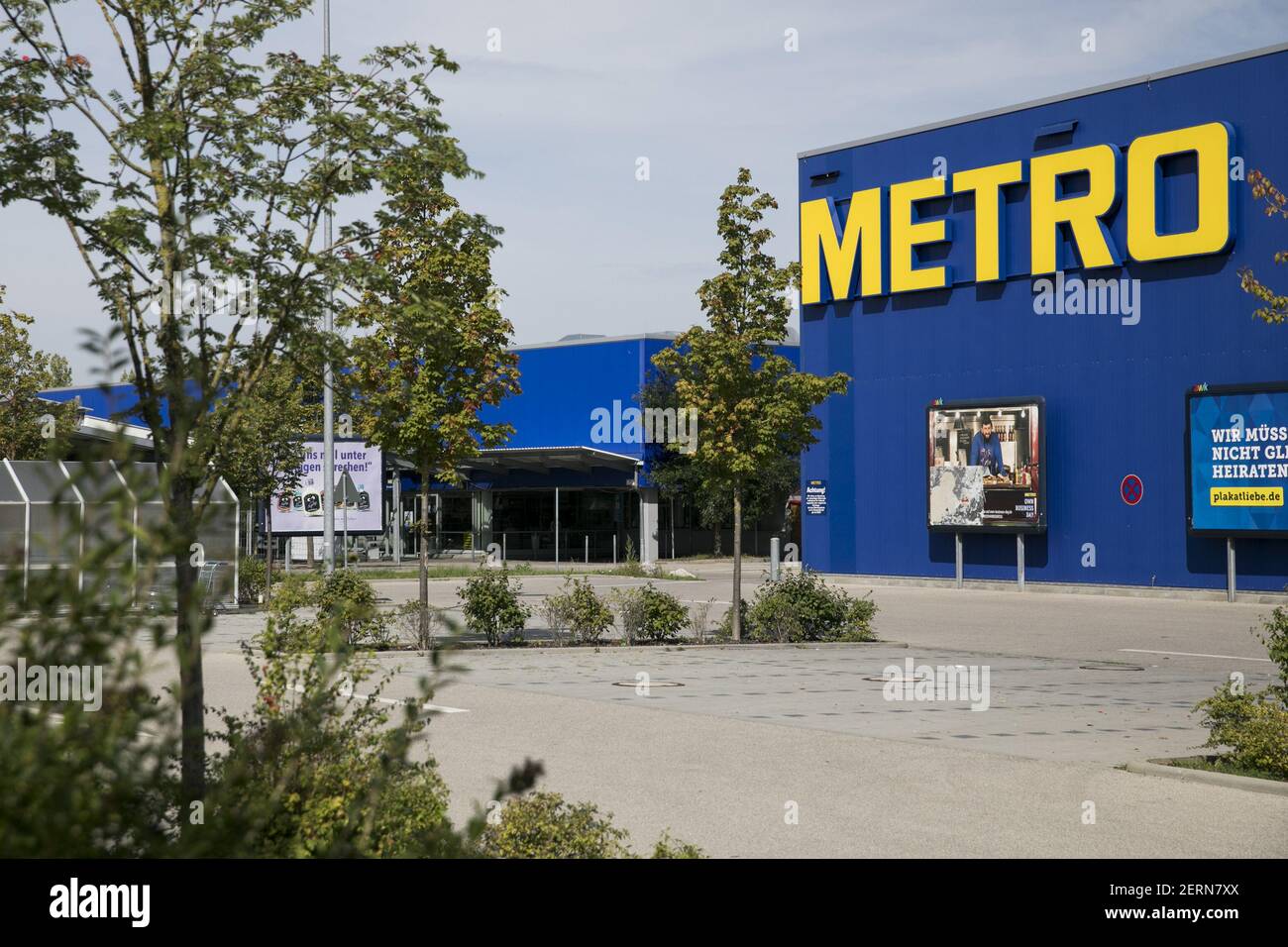 A logo sign outside of a Metro Group retail store in Munich, Germany, on  September 9, 2018. (Photo by Kristoffer Tripplaar/Sipa USA Stock Photo -  Alamy