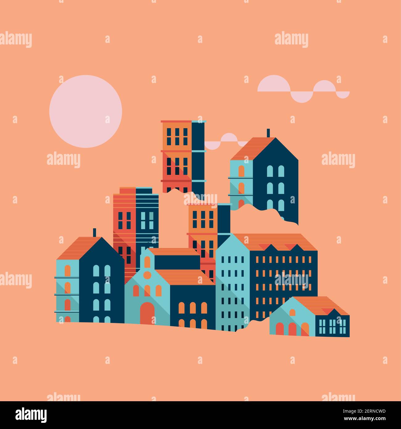 buildings minimal city scape scene vector illustration design Stock ...