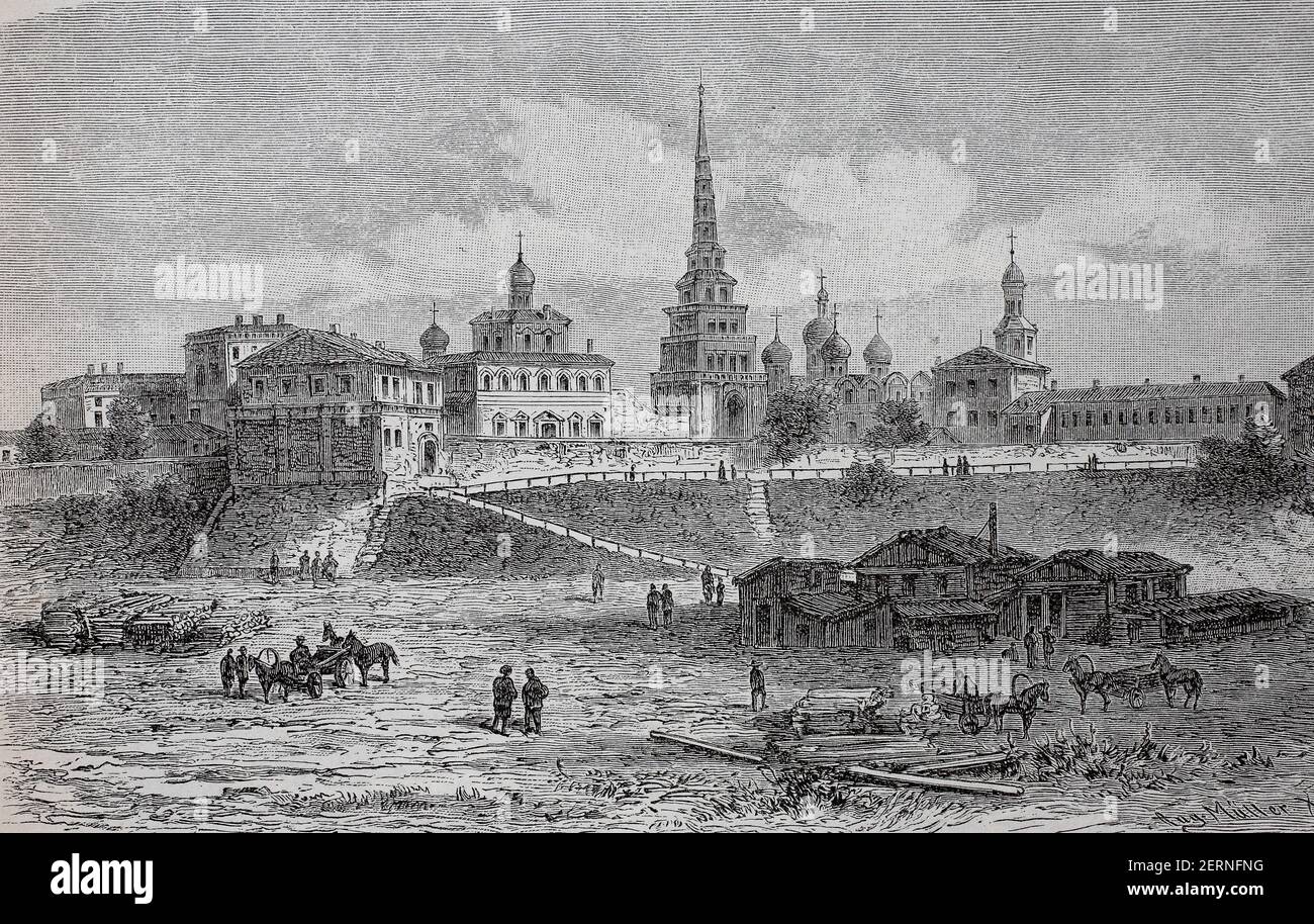 The Kremlin in Kazan, capital of the Republic of Tatarstan in Russia, in 1880  /  Der Kreml in Kasan, Hauptstadt der Republik Tatarstan in Russland, i Stock Photo