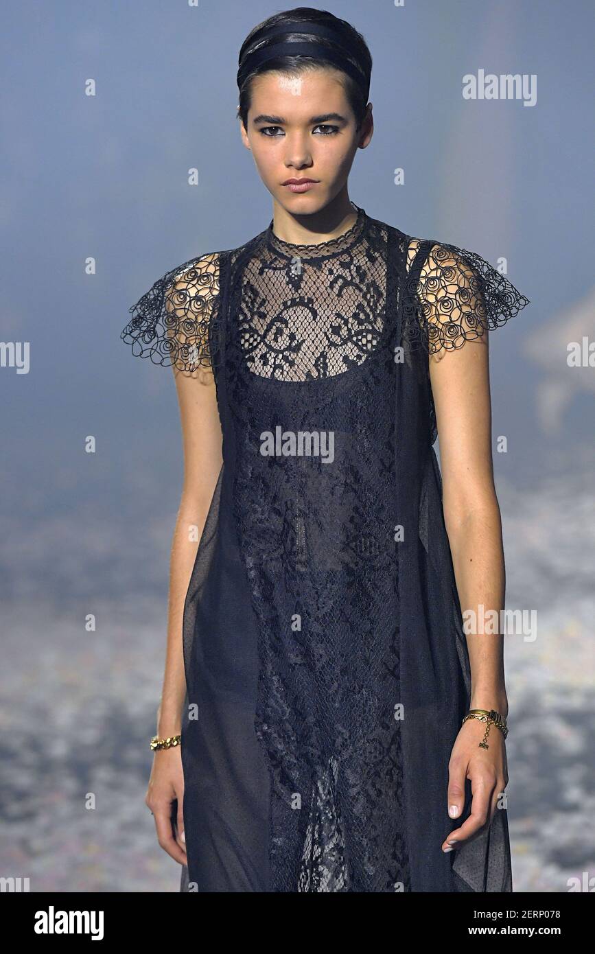 Model Martine Dirkzwager walks on the runway during the Christian Dior ...