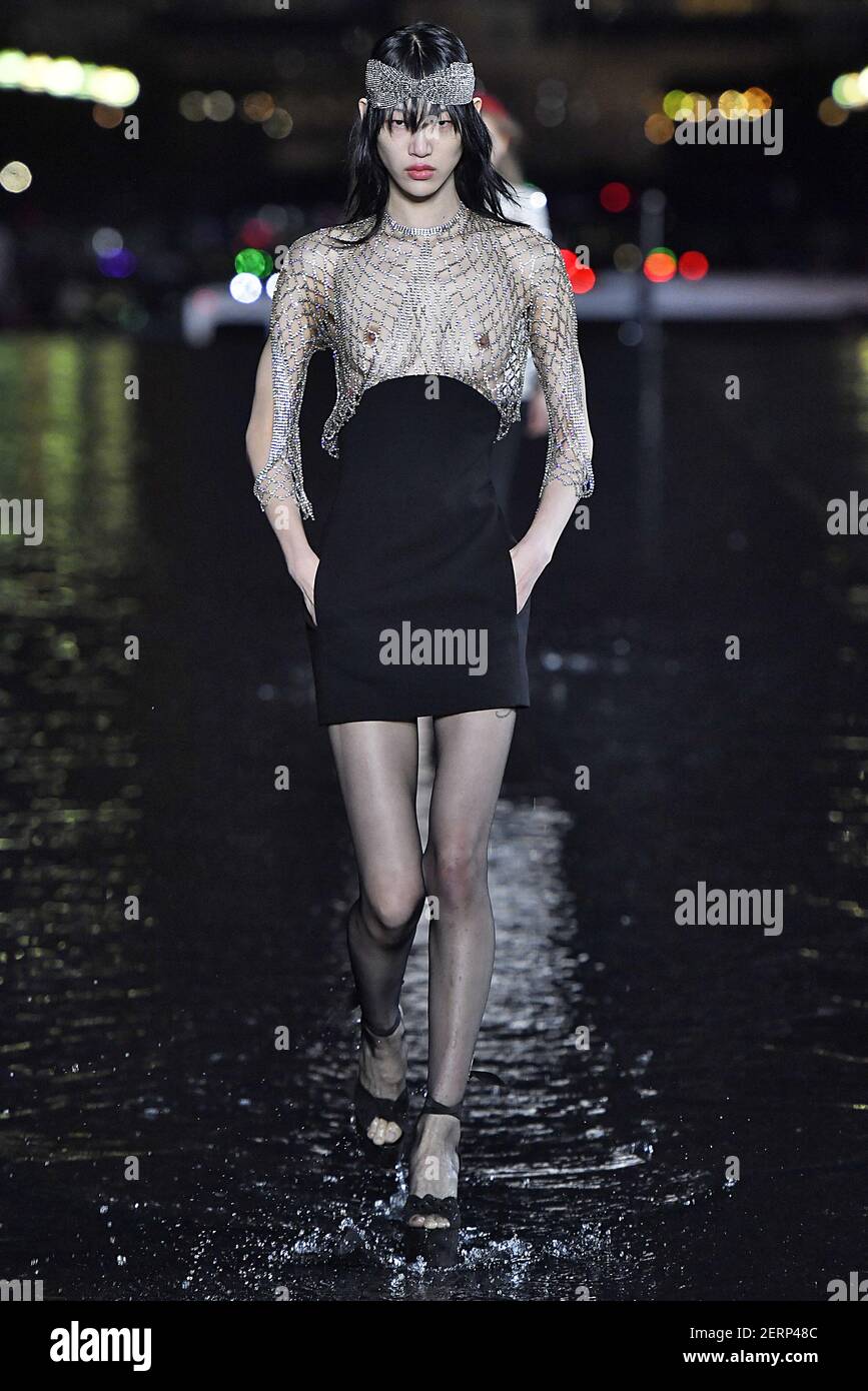 Model Sora Choi Walks On The Runway During The Ysl Fashion Show During Paris Fashion Week Spring