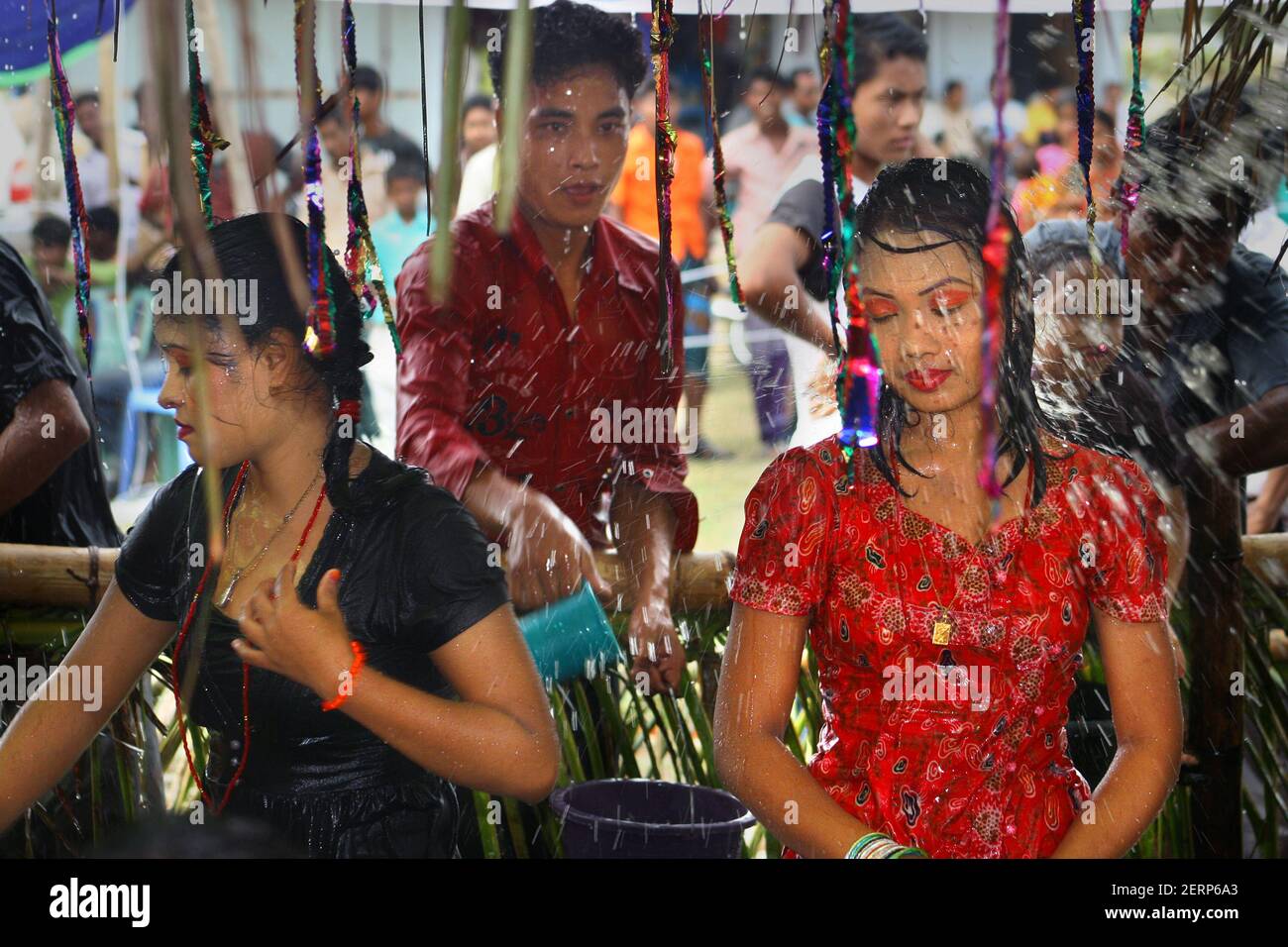 The ethnic Rakhaine community, in Patiakhali district, celebrates three day long Water Festival as a part of their New Year celebration from 21to 23 A Stock Photo