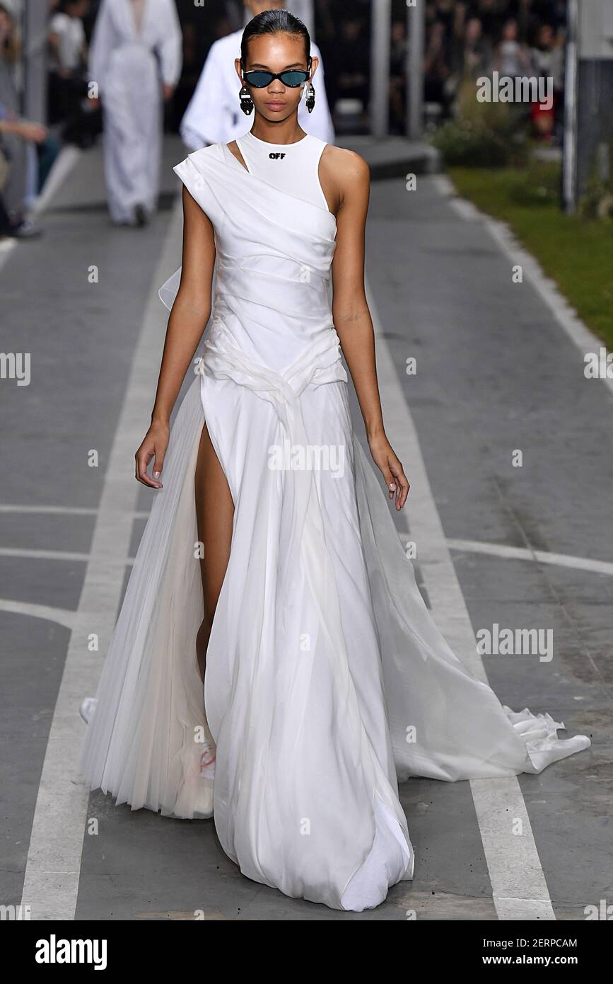 Model Jordan Daniels walks on the runway during the Off-White Fashion Show  during Paris Fashion Week Spring Summer 2019 held in Paris, France on  September 27, 2018. (Photo by Jonas Gustavsson/Sipa USA