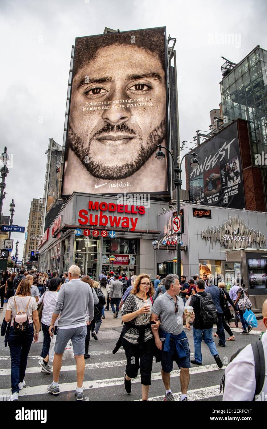 New Nike add of Colin Kaepernick in streets of New York (Photo by Robin Utrecht/Sipa USA Stock Photo - Alamy